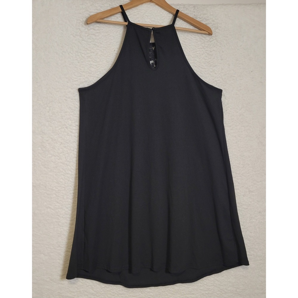 Emery Rose Womens Sundress NEW Black Size 1X Knee Length Spaghetti Straps 1309
